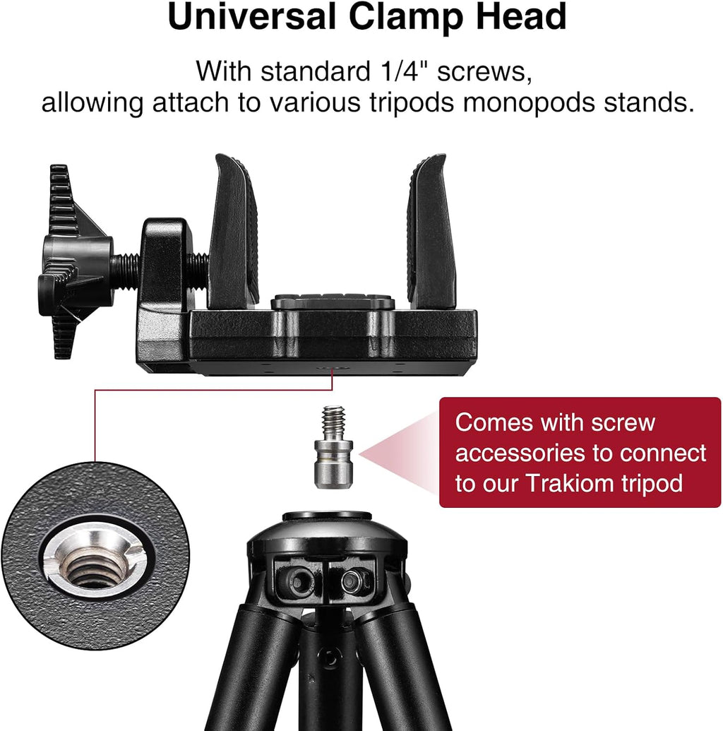 Universal Tripods Clamp Rest Head for Monopods Stick | Lightweight Construction Saddle Mount with with 1/4" and 3/8"