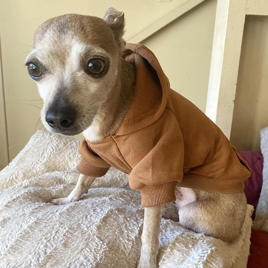 Soft Dog Hoodies for Small Dogs, Fleece Puppy Sweatshirt with Pockets, Warm Winter Cold Weather Coats for Pet Cat