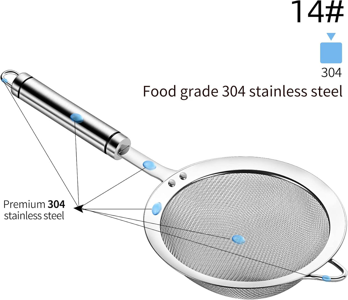 Fine Mesh Strainer with Handle Tea Sifter Stainless Steel Sieve