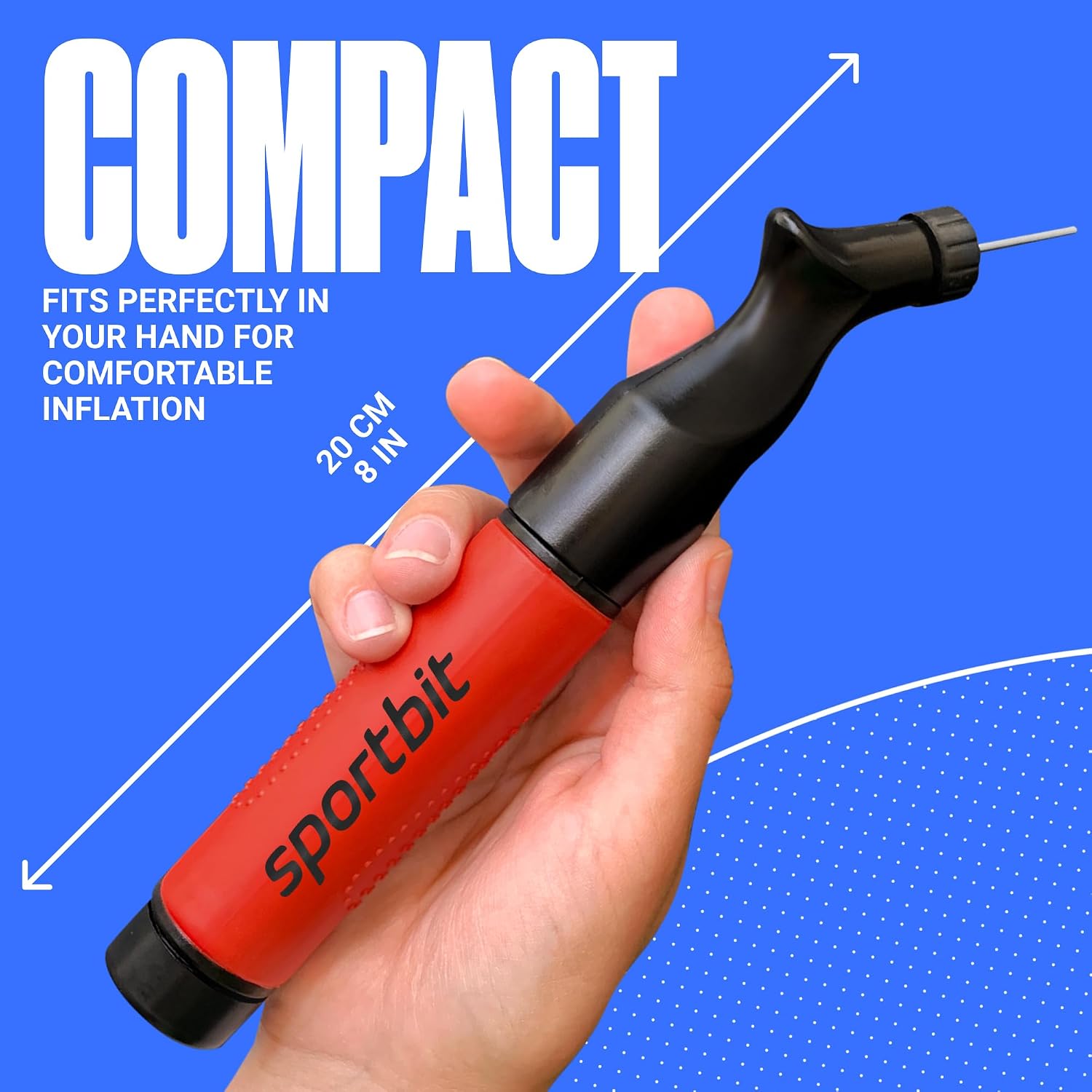 Ball Pump for Sports Balls - Push & Pull Inflating System - Hand Pump for Exercise Balls - Volleyball Pump
