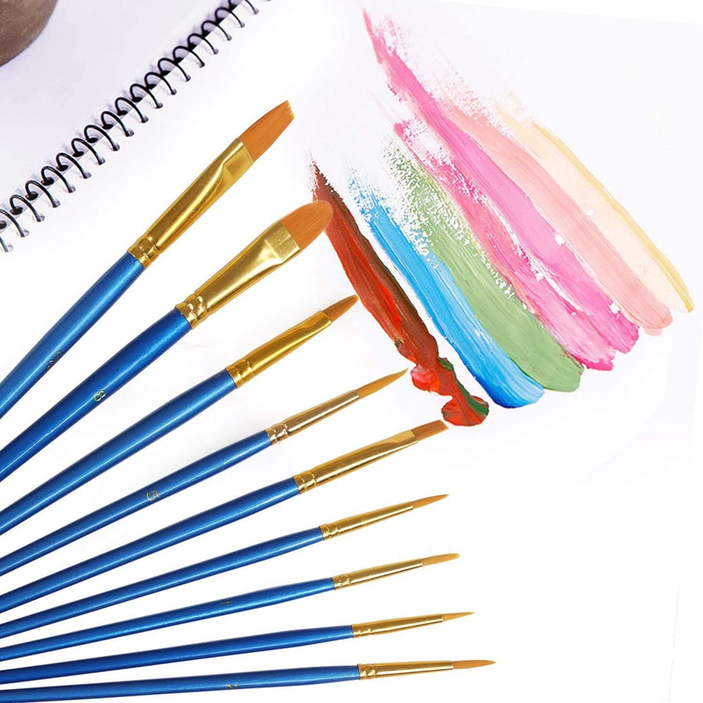 Acrylic Paint Brush Set, 5 Packs / 50 pcs Nylon Hair Brushes for All Purpose Oil Watercolor Painting Artist
