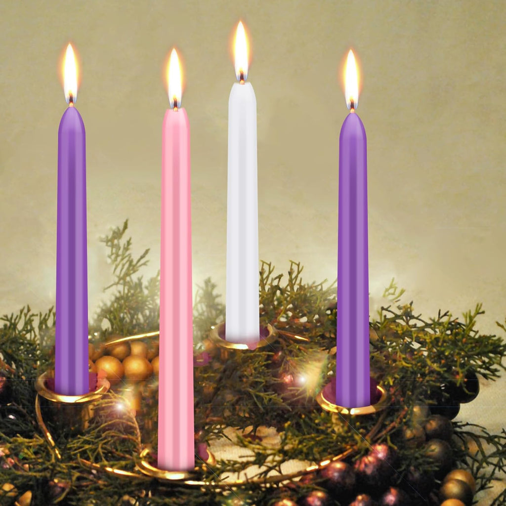10pcs 10In Christmas Advent Candle Clear Glass Candlestick Holder Set