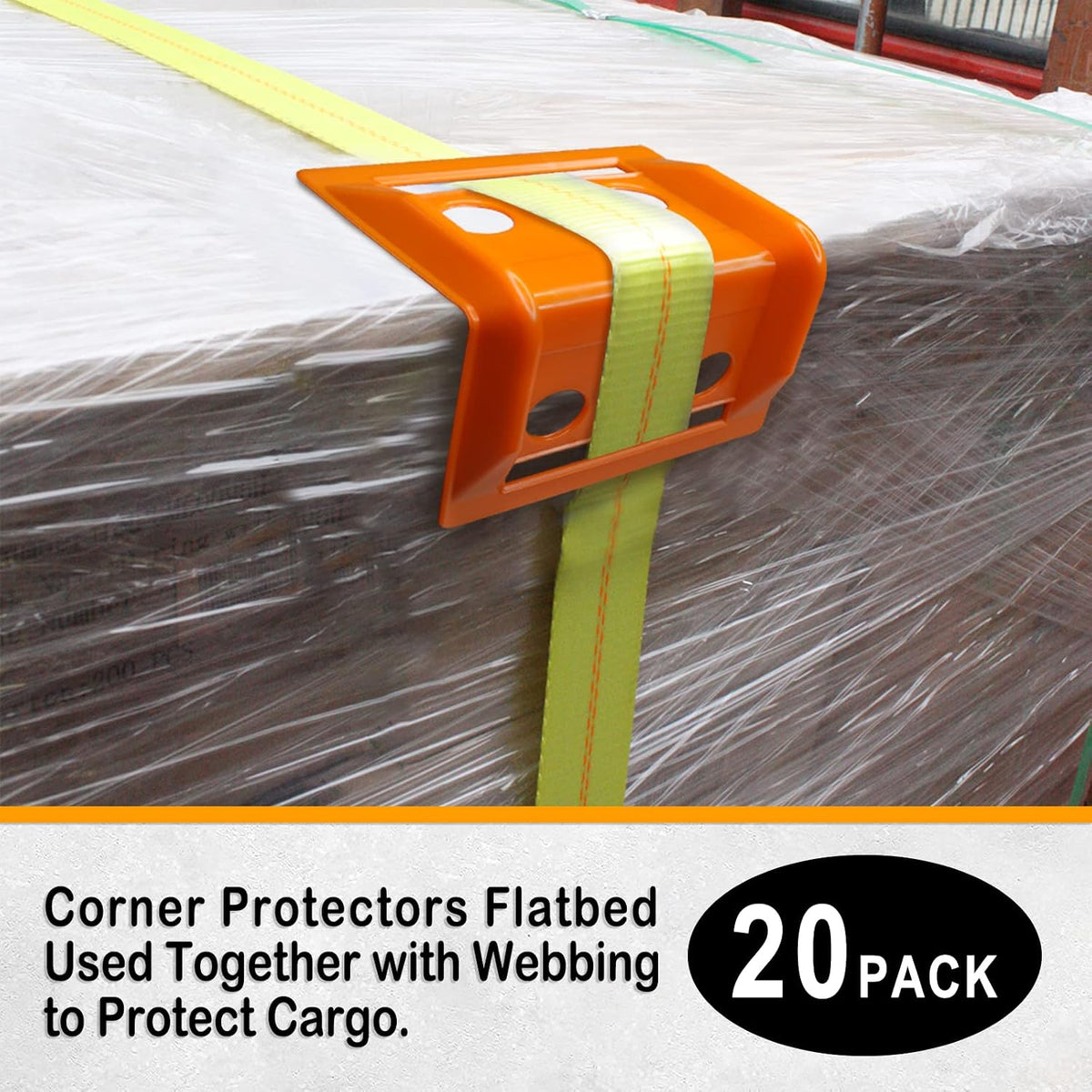 ENJ 20 Pack Flatbed Edge Protector, Edge Corner Tie Down Protector for Up to 4 Inch Straps, Protects Cargo Edges