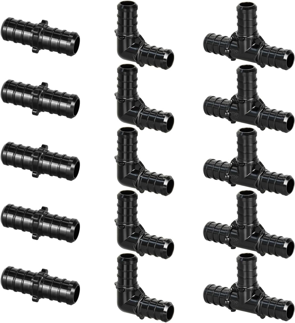 15pcs 1/2" Poly PPSU Barb Crimp PEX Fitting Combo, No Lead