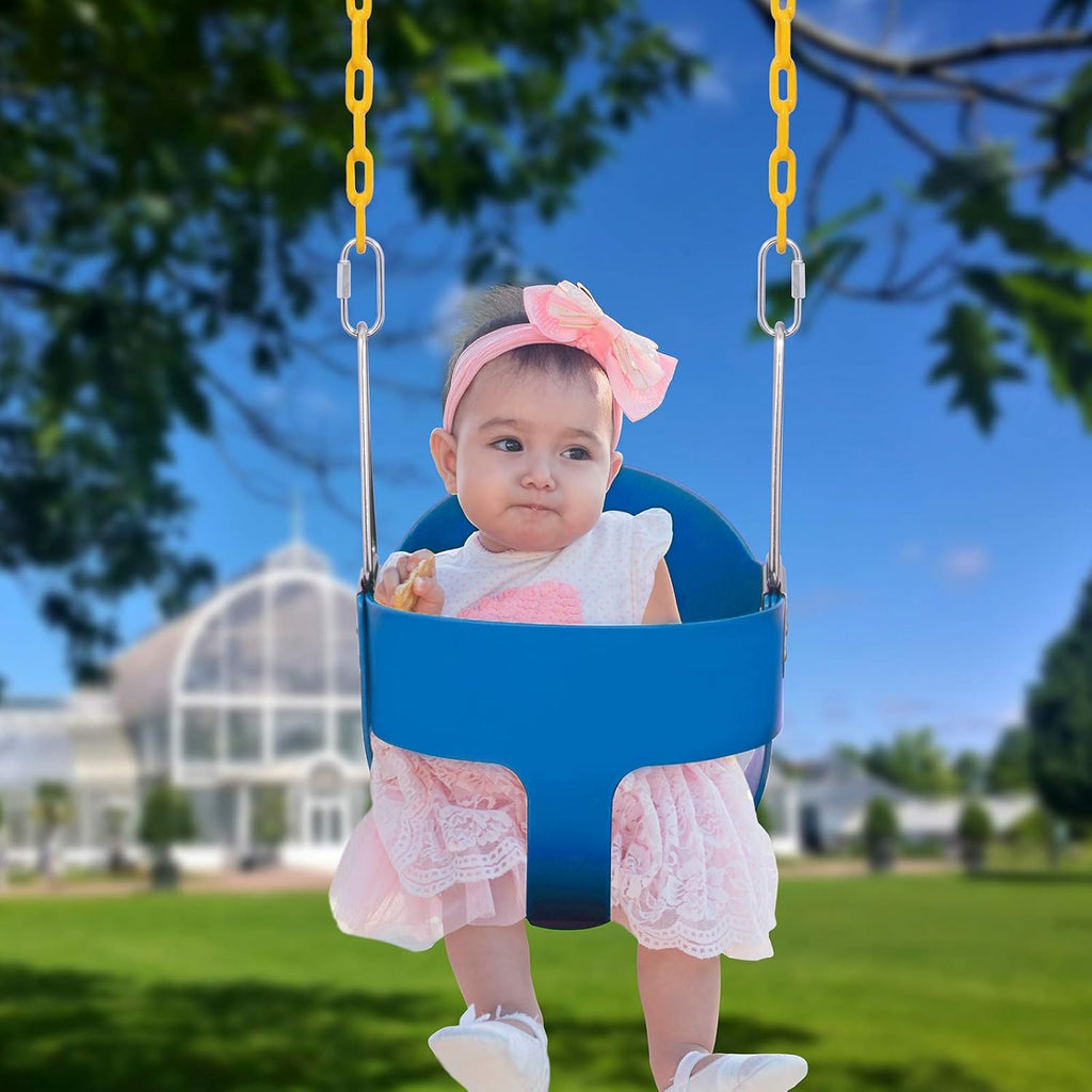 Toddler High Back Full Bucket Swing Seat Kids Swing Set Accessories with 66 in Coated Chain,2PCS Snap Hooks & 2PCS