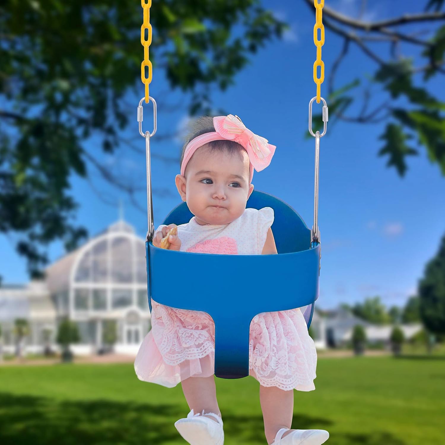 Toddler High Back Full Bucket Swing Seat Kids Swing Set Accessories with 66 in Coated Chain,2PCS Snap Hooks & 2PCS