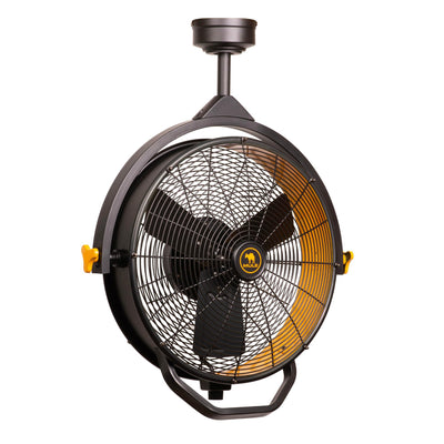 MULE 18 in. 3 Speed Ceiling Mounted Plug-In Cord Garage Fan with Remote - 52035-01 (Black & Yellow)