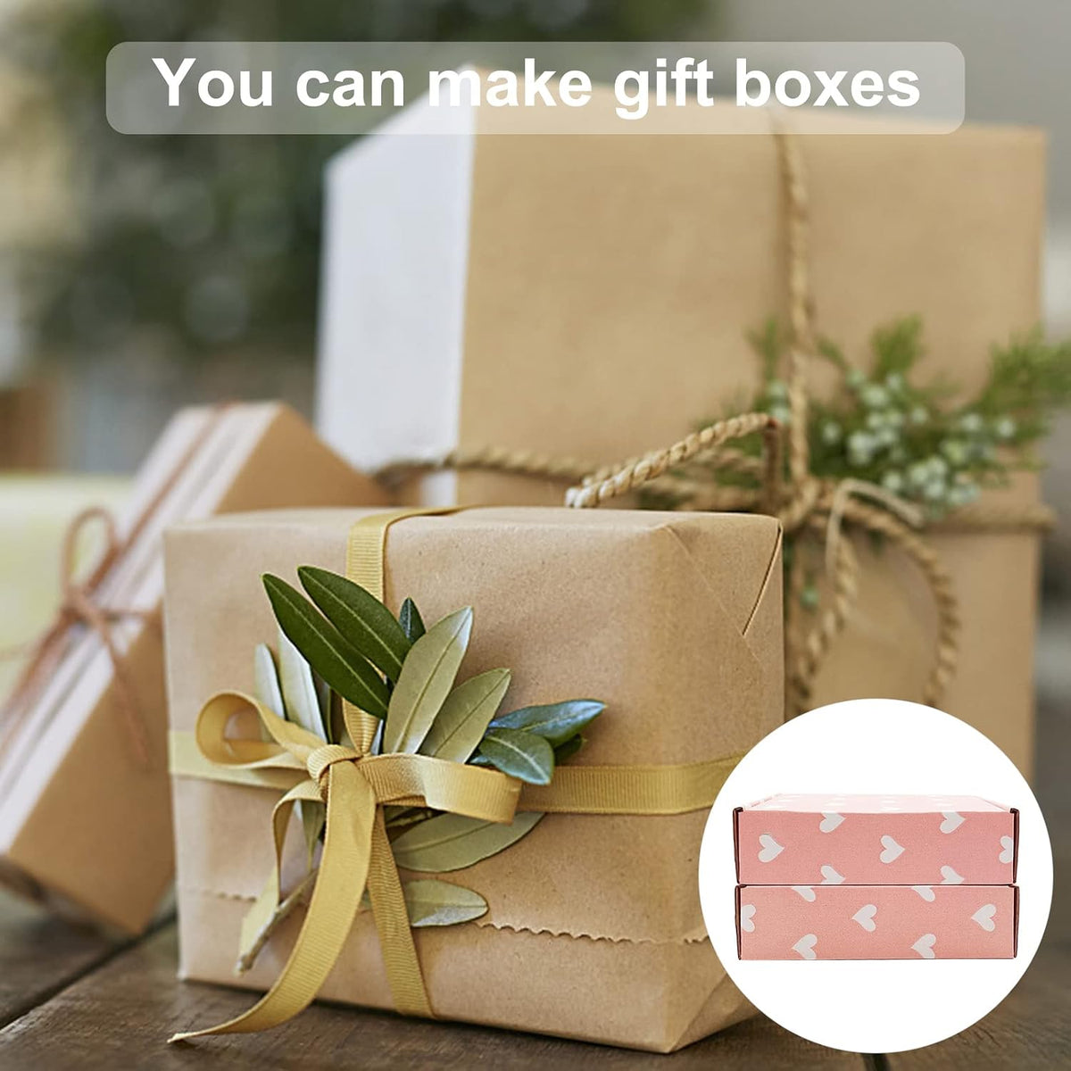 Green Recyclable Cardboard Small Gift Mailer Boxes for Shipping Packaging Craft Mother's Day Gifts Giving Products