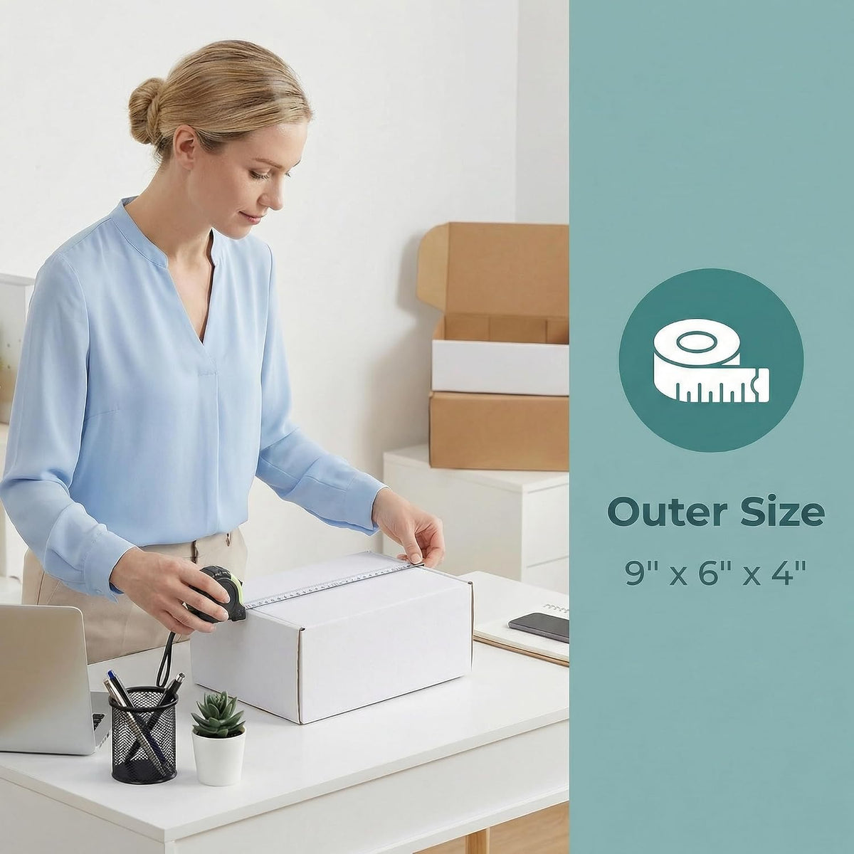 9X6X4 Shipping Box White Set of 25, 9 x 6 x 4 Corrugated Cardboard Box for Packaging Small Business, Literature Mailer