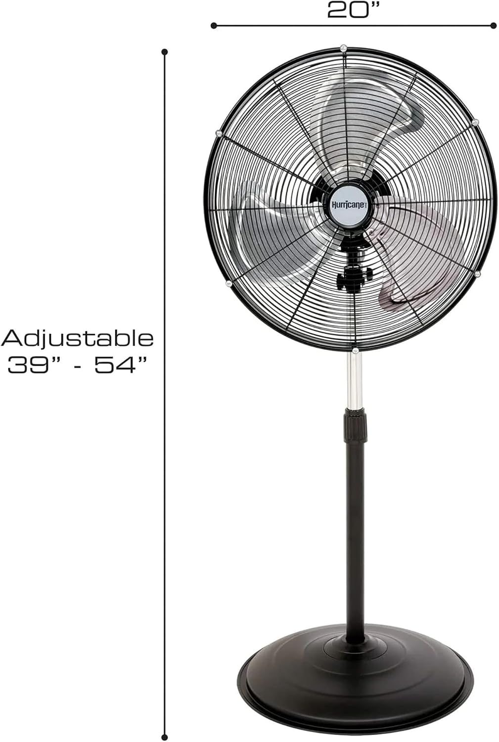 Hurricane Pro High-Velocity Oscillating Metal Stand Fan, 3 Speeds, 20in