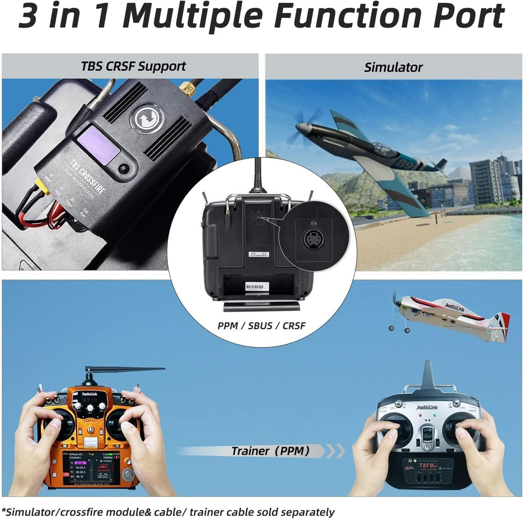 AT10II 12CH 2.4G RC Transmitter and Receiver R12DS for Airplane | Voltage Telemetry Long Range Radio Controller for