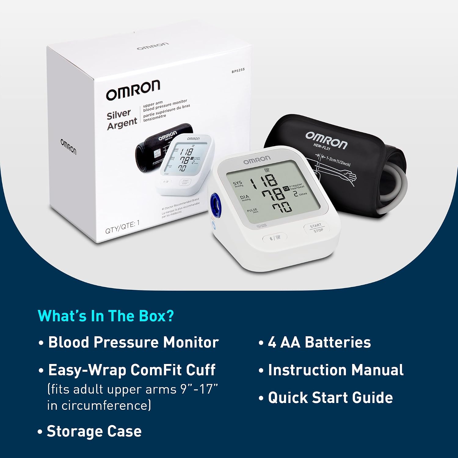Silver Blood Pressure Monitor for Home Use & Upper Arm Blood Pressure Cuff - #1 Doctor & Pharmacist Recommended Brand