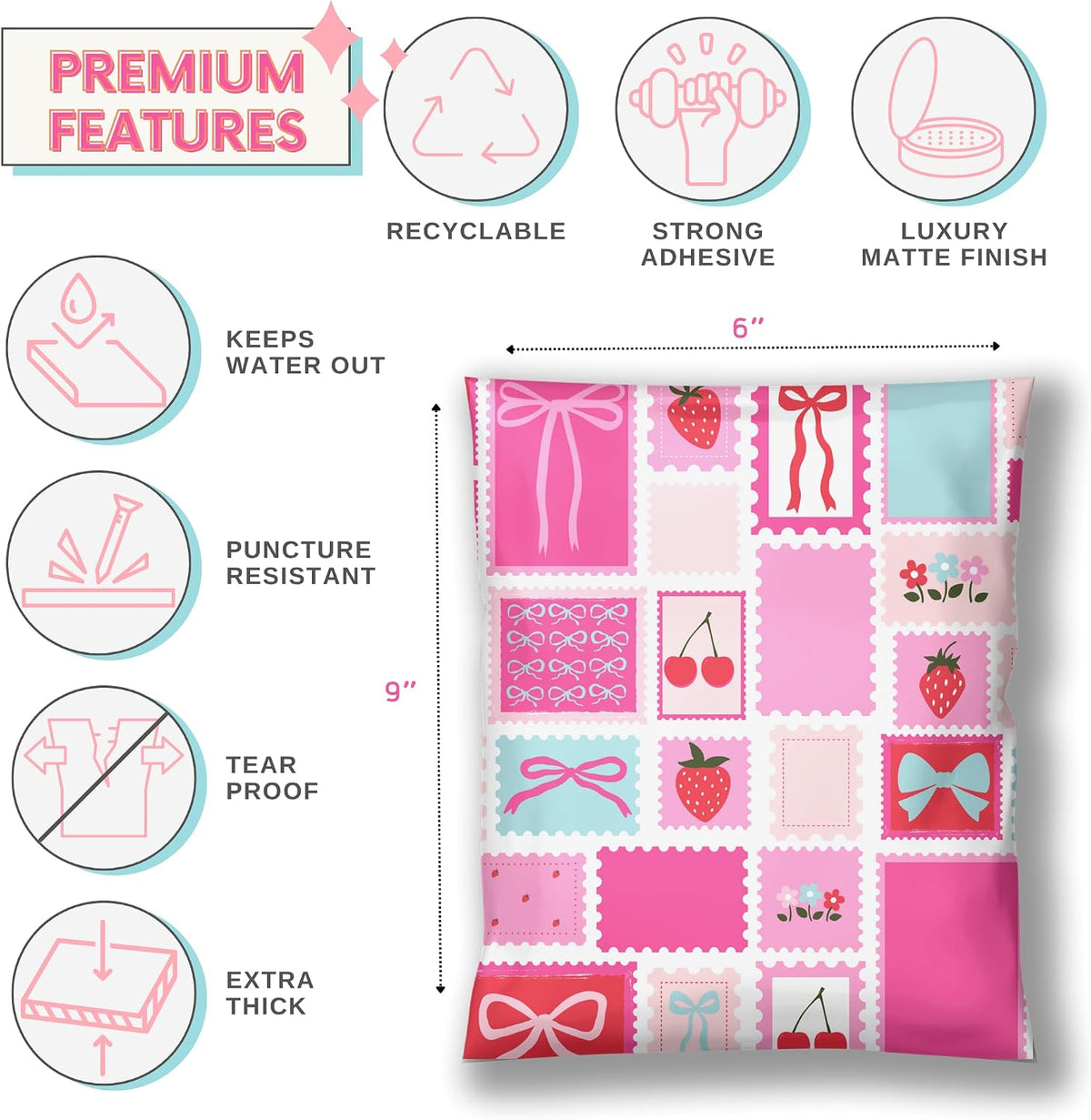 Cute 6x9 Poly Mailer Packaging Bags for Small Business