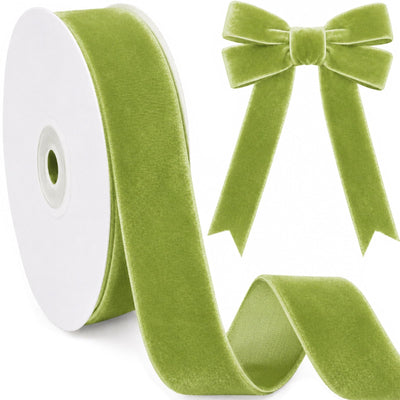 Sage Green Velvet Ribbon for Christmas Tree, 1 Inch x 10 Yards