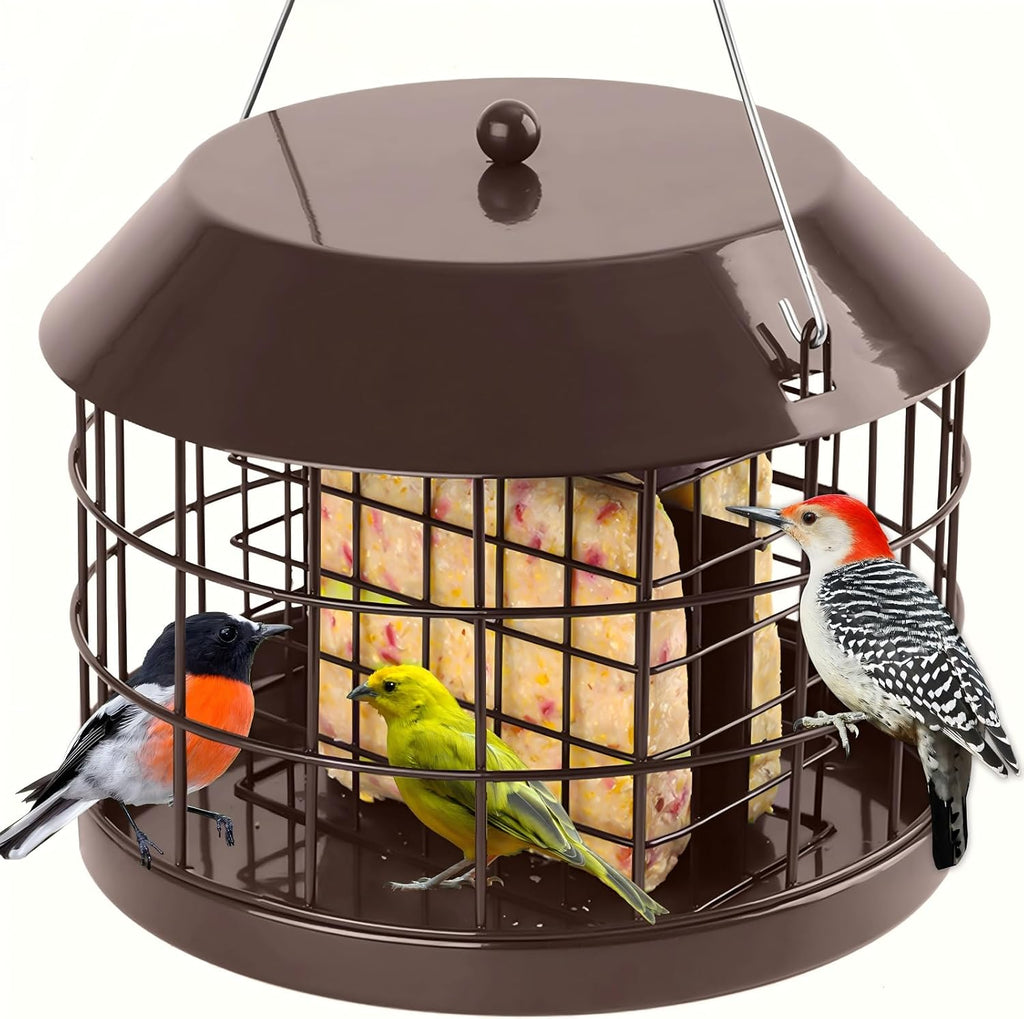 Squirrel Proof Suet Bird Feeders for Outdoors Hanging, Brown