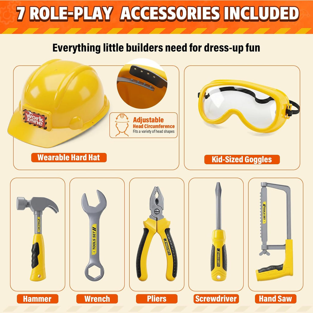 Kids Tool Set, Costumes for Kids, Toddler Dress Up Toys | Toddler Tools with Kids Construction Vest & Hard Hat, Kids'