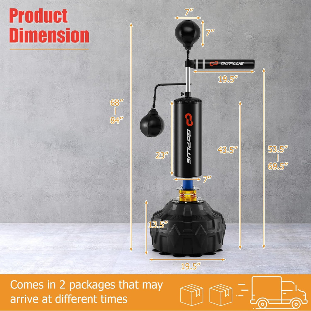 Boxing Speed Trainer, Freestanding Punching Bag 360° Spinning Bar with 2 Reflex Speed Balls, Shock Absorbers