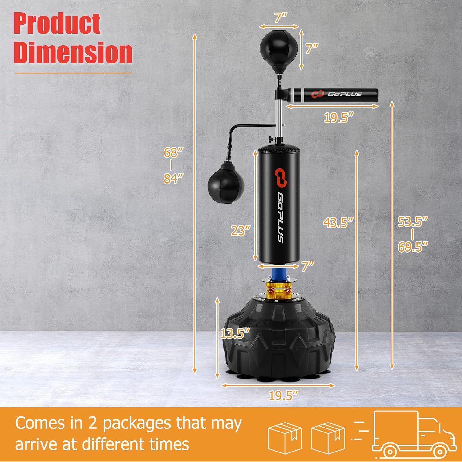 Boxing Speed Trainer, Freestanding Punching Bag 360° Spinning Bar with 2 Reflex Speed Balls, Shock Absorbers