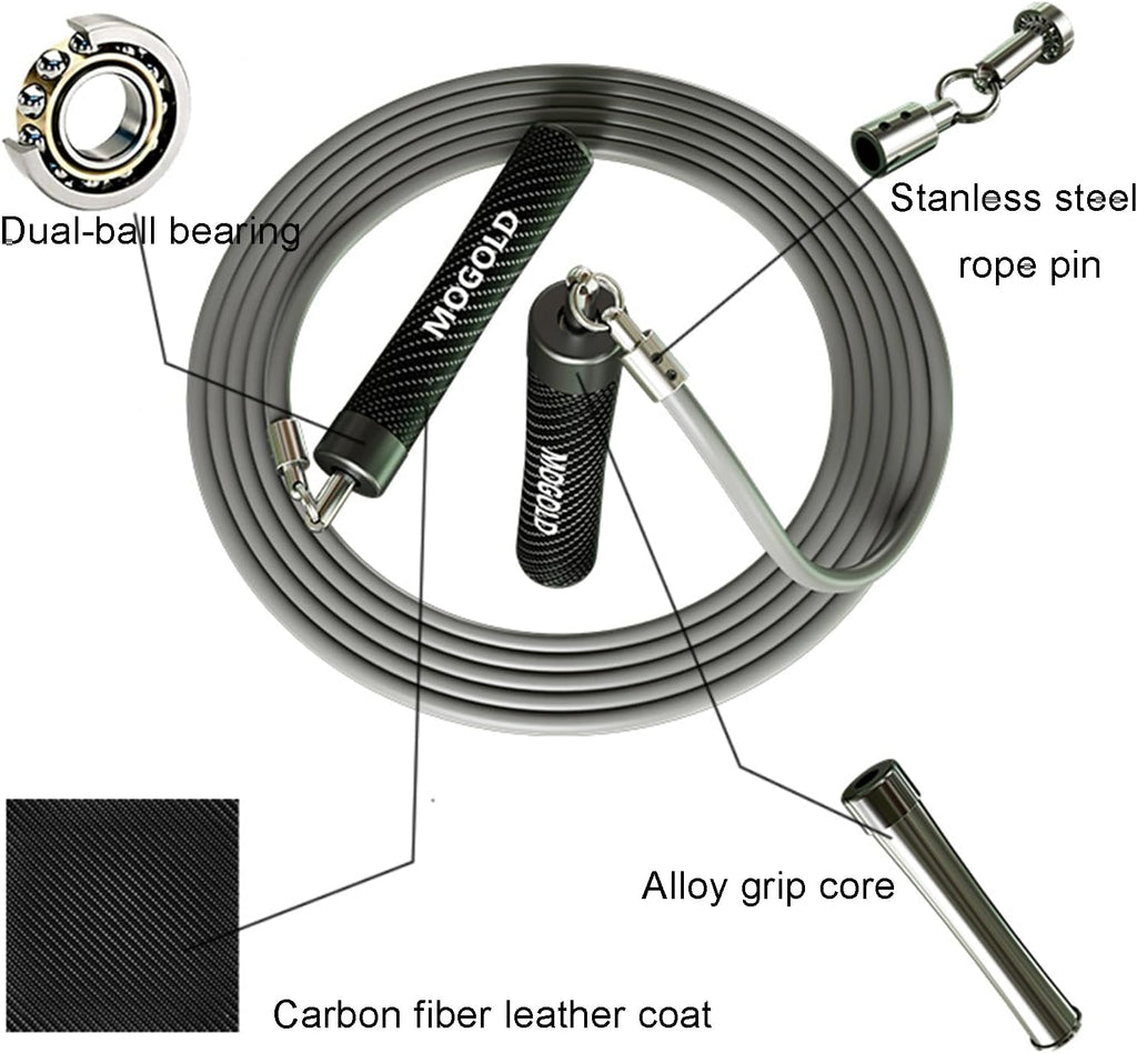 Weighted Jump Rope, 1LB - 3 Pre-Sized Lengths (M/L/XL) for Perfect Fit, No Adjustment Needed! Ergonomic Faux Leather