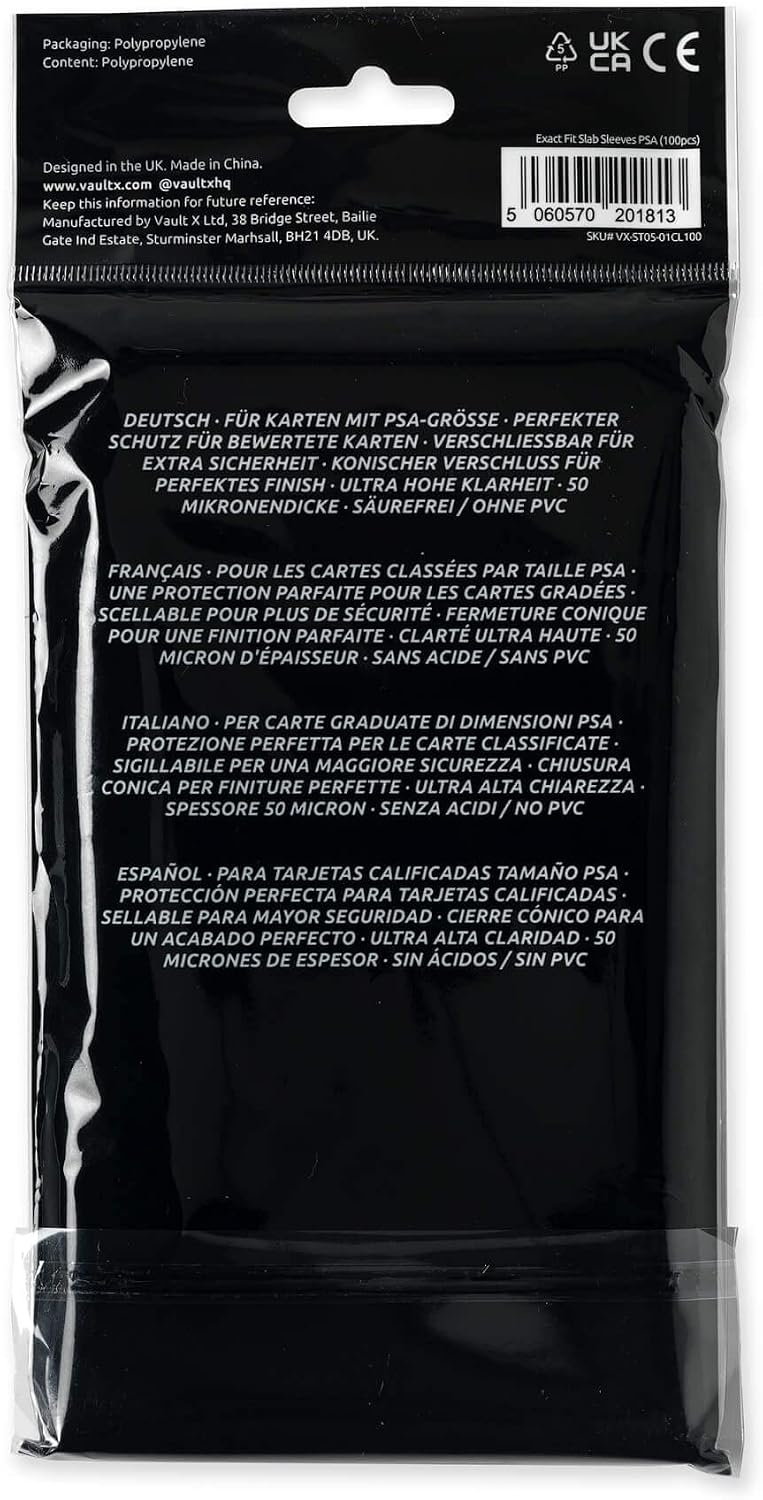 Exact Fit Slab Sleeves (100 Pack) for PSA CGC MGC Graded Cards | Fits PSA, CGC & MGC graded slabs & cases.