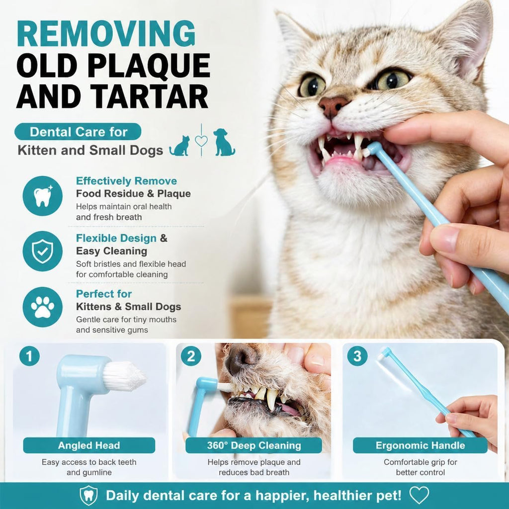 Dog Toothbrush, Finger Toothbrushes, 360 Degree Toothbrush, Triple Head Dog Toothbrushes, Double Head