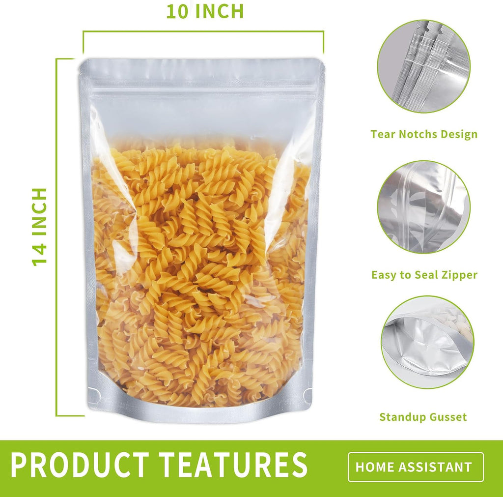 Mylar Bags for Food Storage, Heat Sealable with Oxygen Absorbers 1 Gallon | 50 Pack Reusable Mylar Bags With 400Cc
