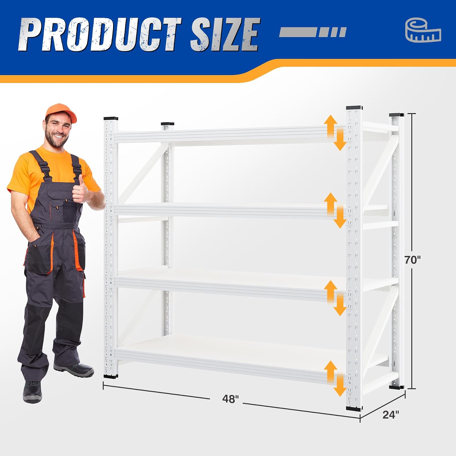 48" W Storage Shelves 3000lbs Garage Metal Shelving Heavy Duty Garage Shelves Adjustable Storage Shelves for