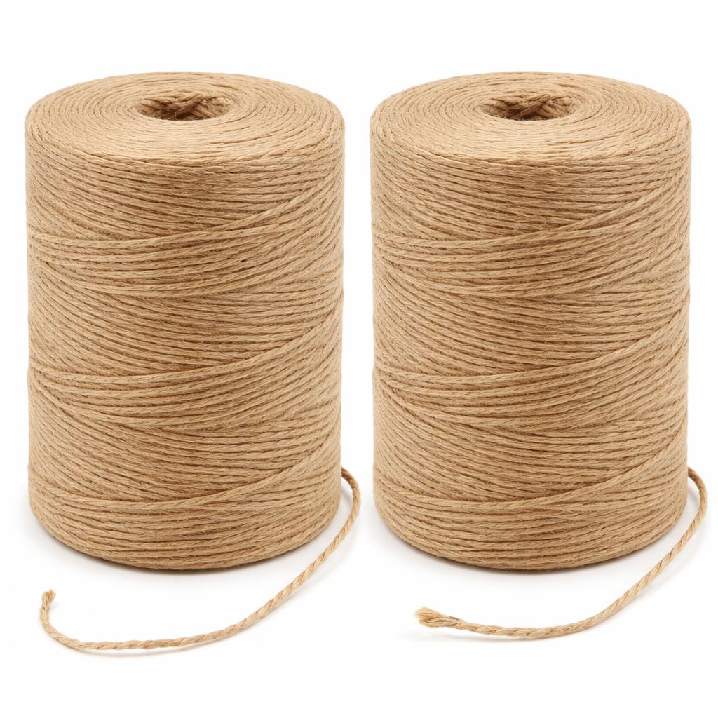 2mm 164FT, 600FT, 1200FT, 1800FT Natural Jute Twine String, 2 Pack of 600FT