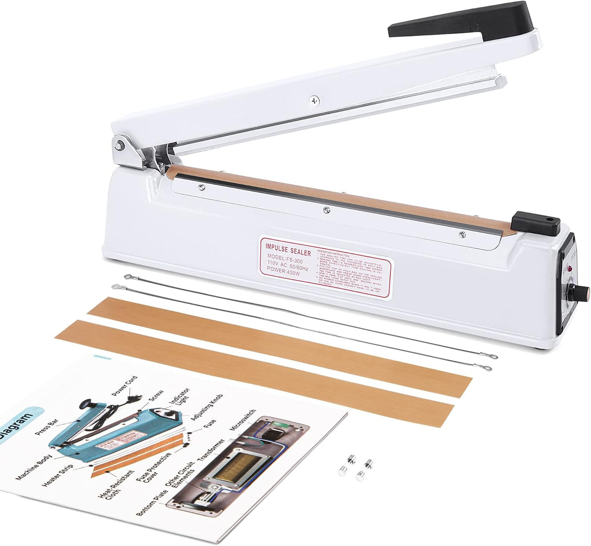 Impulse Sealer 12 Inch, Heat Sealer Machine with Repair Kit