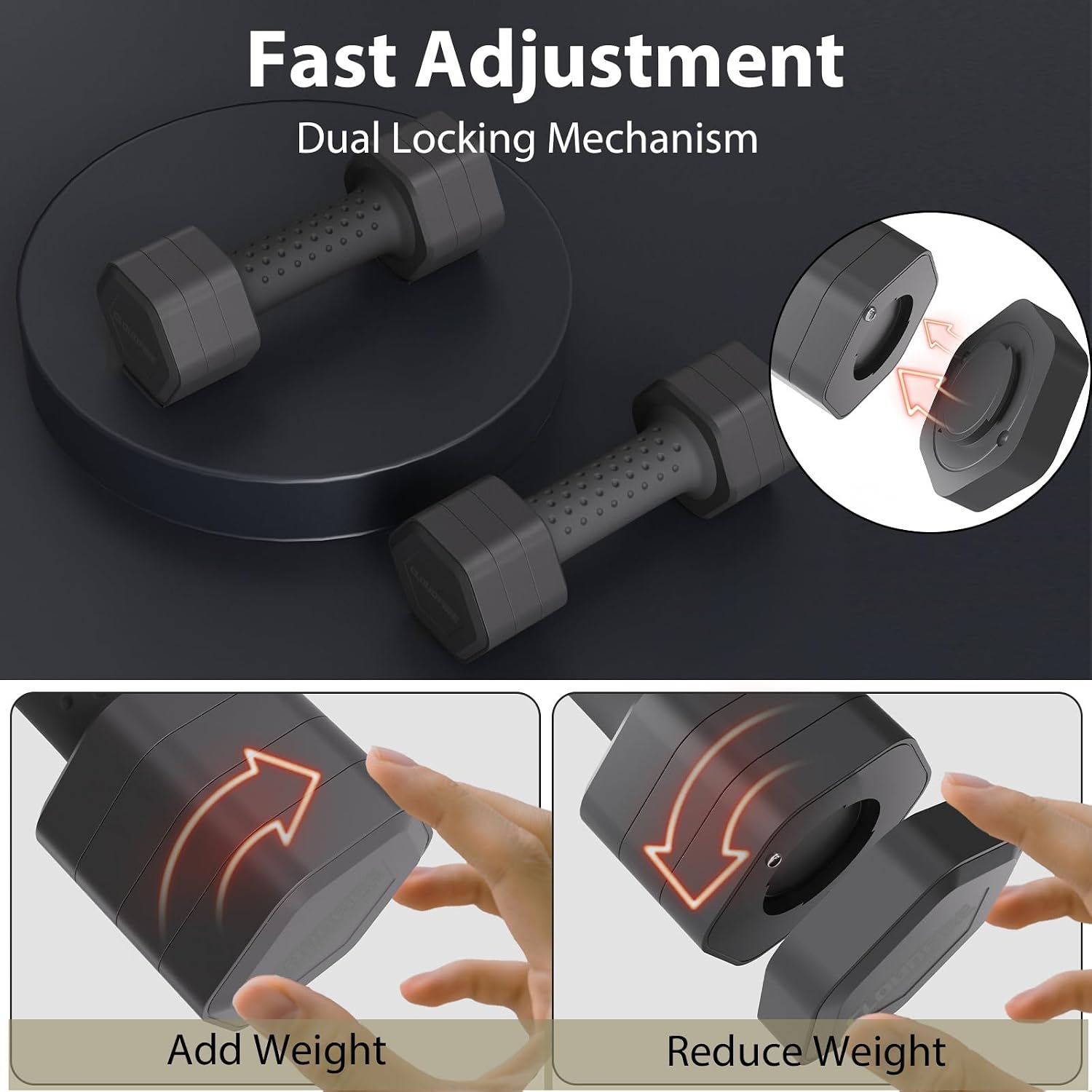 Adjustable Dumbbell Set of 2, 4 in 1 Free Weights Dumbbells Set, Hand Weights for Women at Home, 5 lb Dumbbells Set