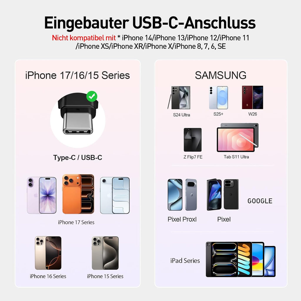 Portable Charger for iPhone 17/16/15 USB-C Small Power Bank 20W 4,500mAh Fast Charging Battery Pack Compatible with