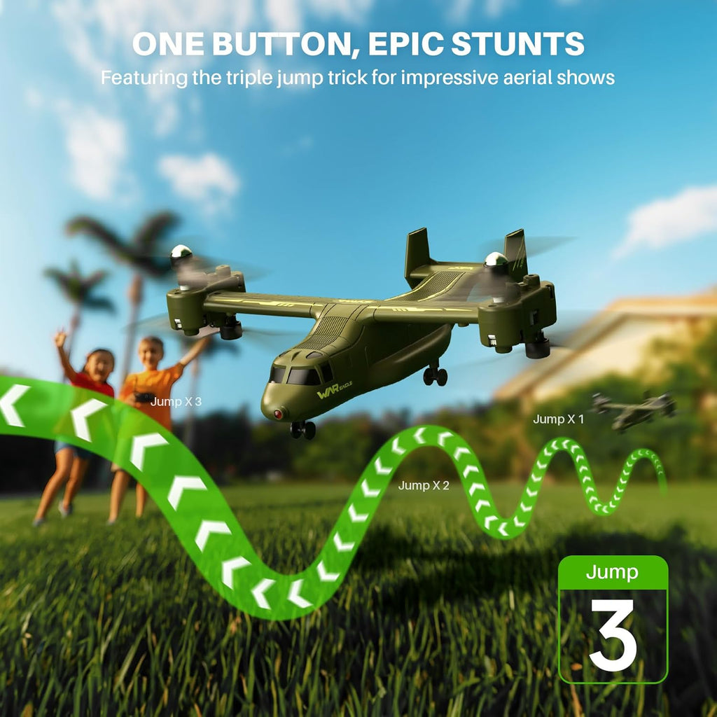 X550 RC Plane, 4CH Tiltrotor for Kids & Beginners, Stunt Flight | 6 Stunt Moves with 360° Flips, Spins, Climbing