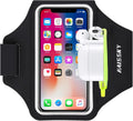 Running Armband with Earphone Pouch Fits Phones up to 6.9" | Cell Phone Armband for iPhone, Water Resistant &