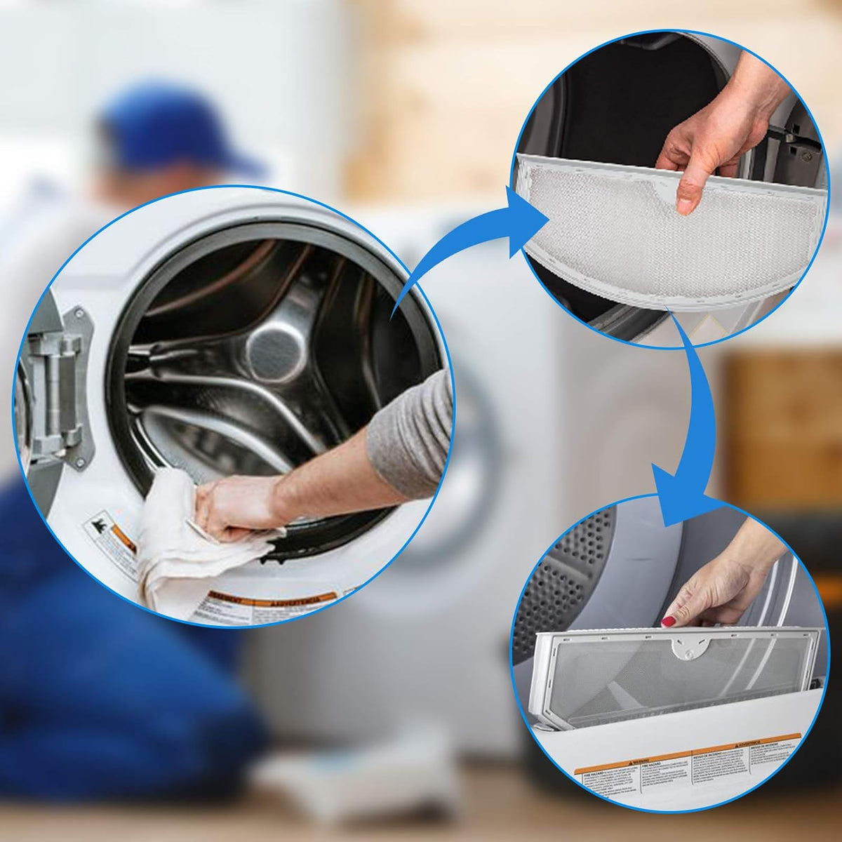 Upgraded WE03X23881 Dryer Lint Trap Replacement for GE Dryer Filter, GTD65EBSJ3WS GTD33EASK0WW GTD42EASJ2WW GTD42GASJ2WW GTD45EASJ2WS PS11763056 Stainless Steel Metal Screen with Cleaner Kit Brush