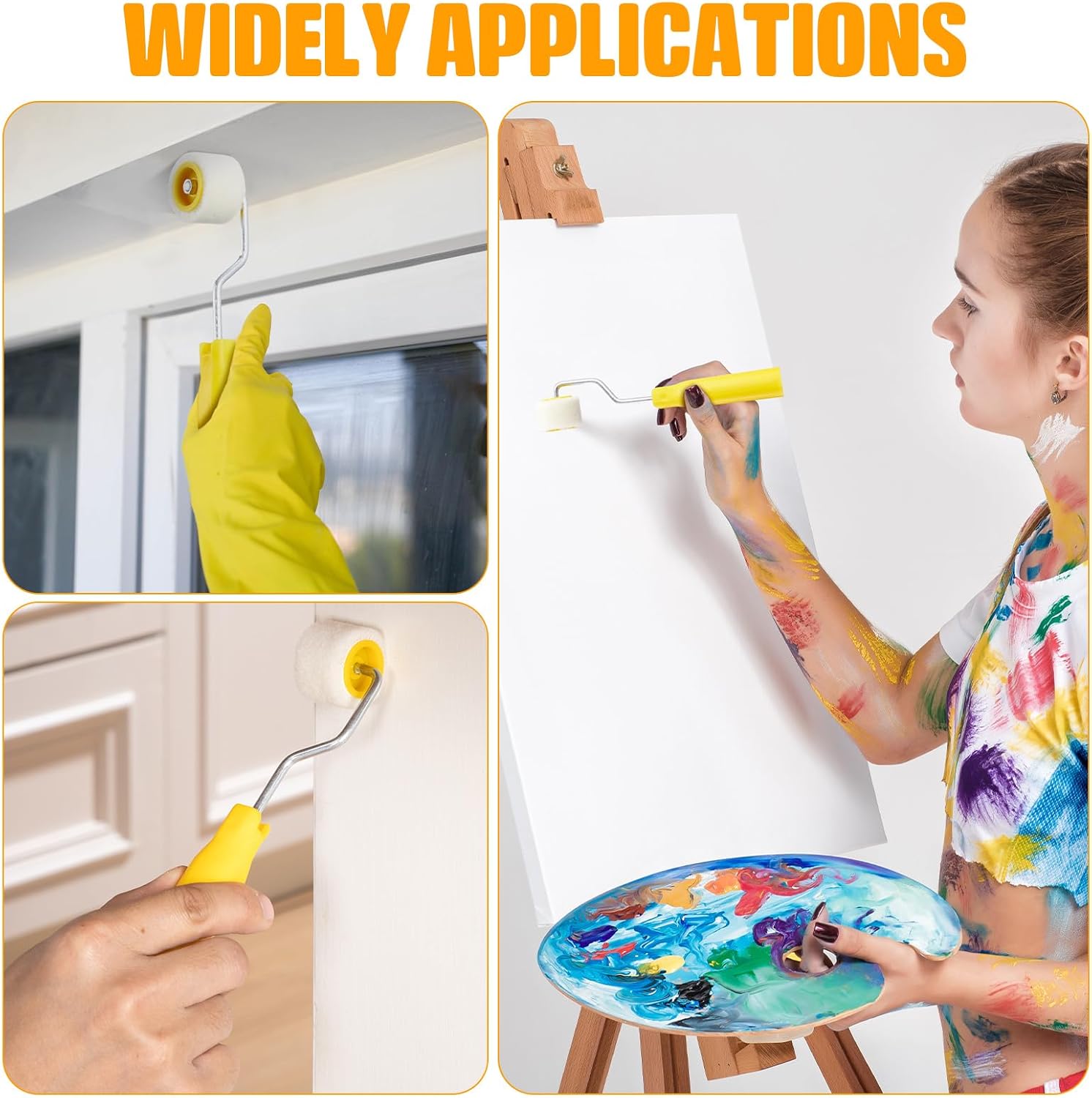 8 Pack Mini Paint Roller Small Paint Roller for Touch up Trim Edge or Corner, Extra Small Brushes Tool for Window