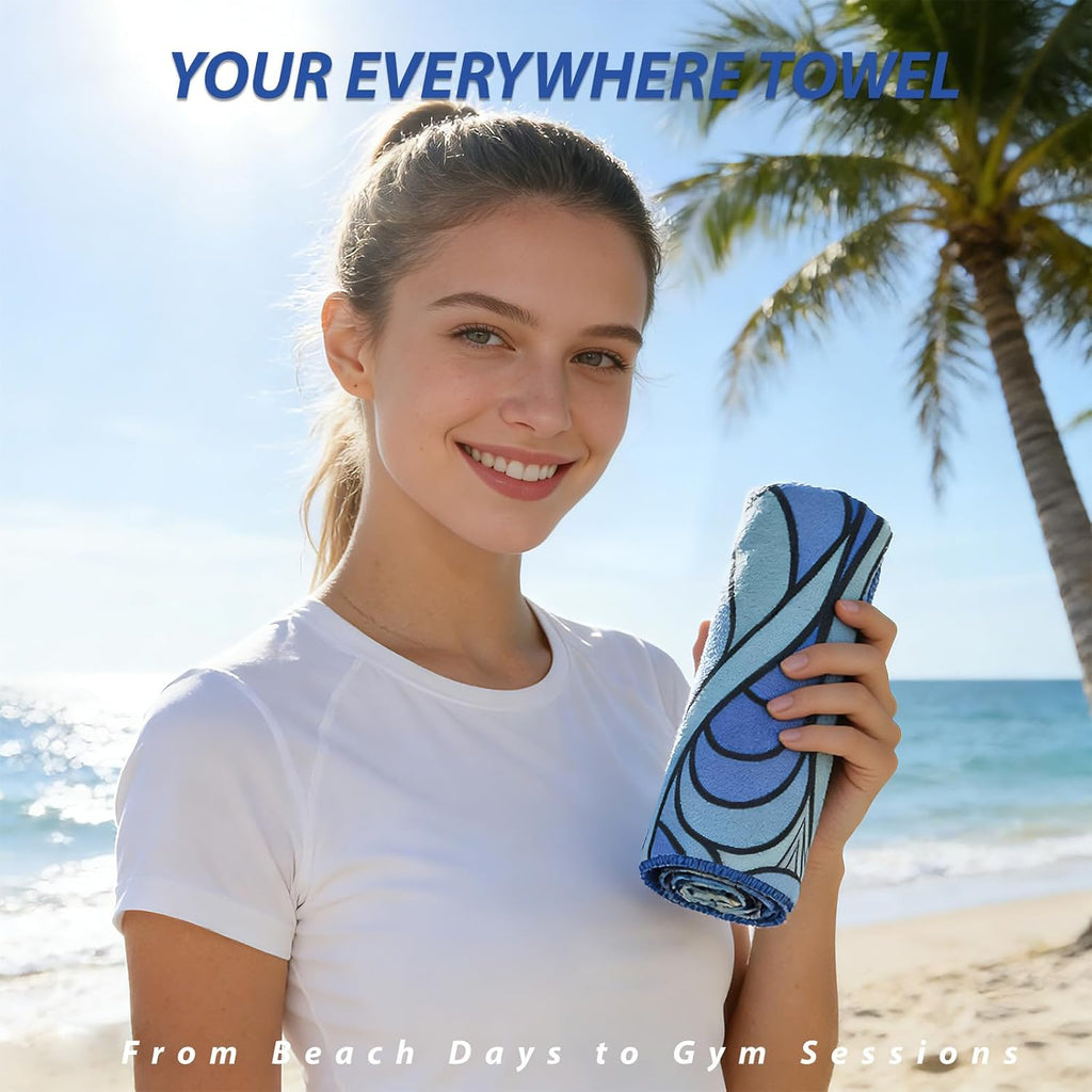 Microfiber Lightweight Beach Towel, Beach Blanket, 71 Inch x 32 Inch, Ultra Portable, Sand Free, Fast air-Drying