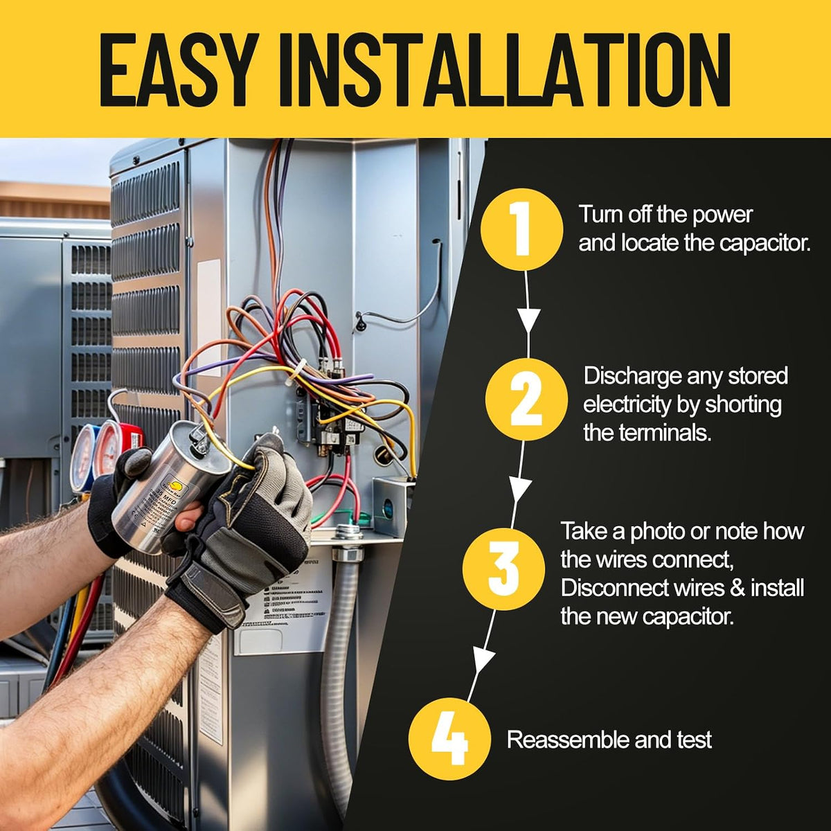 35 uF 35 MFD ±5% 370V/440V CBB65 Run Round Capacitor for AC