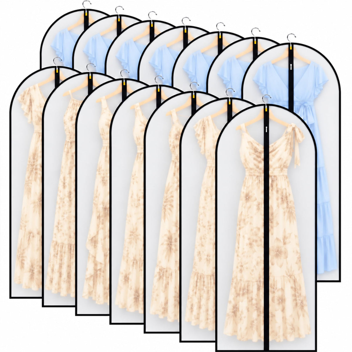 Garment Bags for Hanging Clothes, 14 Pack, 60 Inch, Translucent