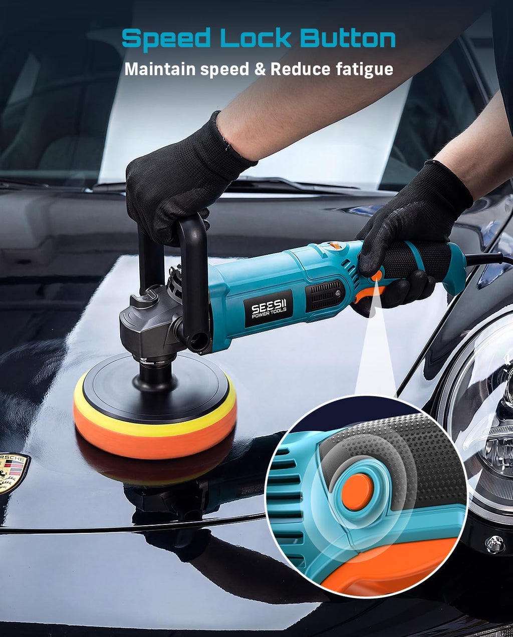 Car Buffer Polisher 1600W 7 Inch/6 Inch Rotary Buffer Polisher Waxer | 7 Variable Speed 1000-3600 RPM Dual Action
