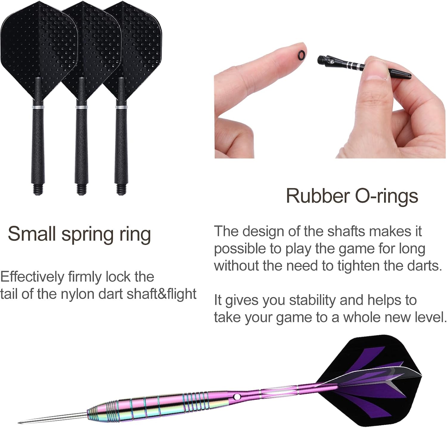 Steel Tip Darts Set for Dartboard, Professional Brass Darts Metal Tip Black Purple Aluminium Nylon Shafts 9 Flights
