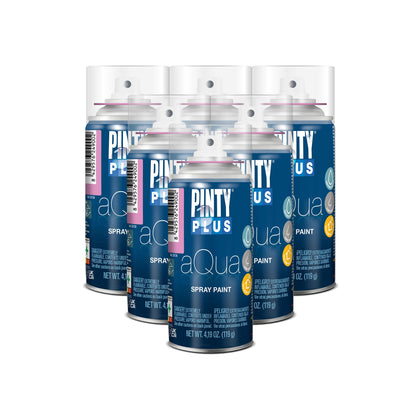 Aqua Mini Spray Paint - Art Set of 6 Water Based 4.2oz Cans. Ultra Matte Finish. Perfect For Arts & Crafts. Works on