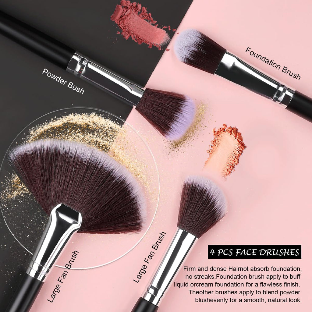 Makeup Brush Set, SOLVE 32 Pieces Professional Makeup Brushes Wooden Handle Cosmetics Brushes Foundation Concealer