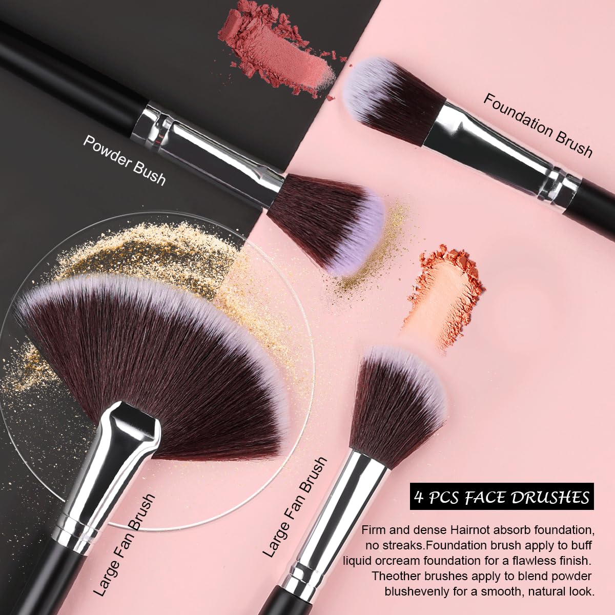 Makeup Brush Set, SOLVE 32 Pieces Professional Makeup Brushes Wooden Handle Cosmetics Brushes Foundation Concealer