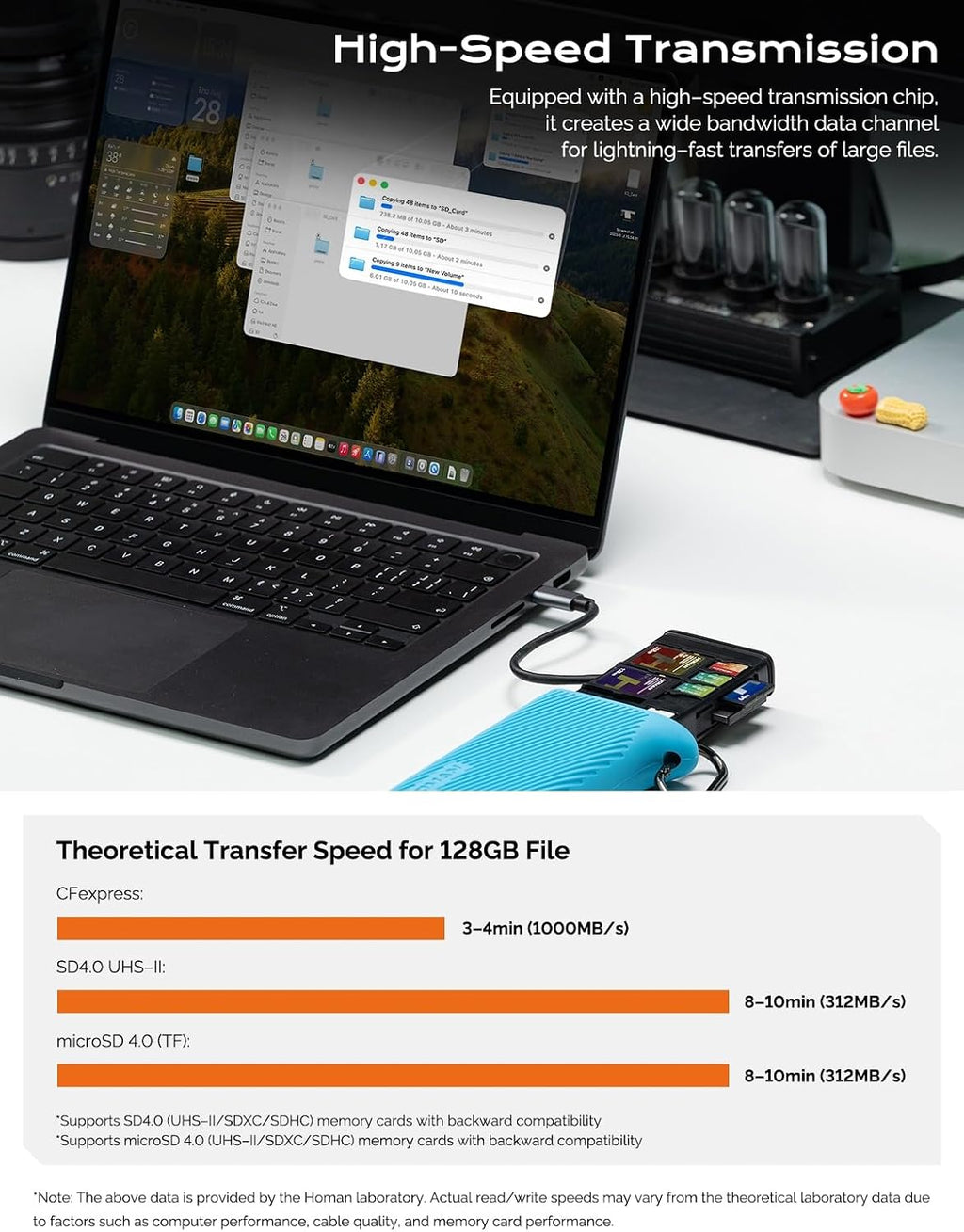 CFexpress Type B & SD Card Reader,USB3.2 Gen 2 10Gbps,Triple-Slot Simultaneous Read Universal CF Card Reader (SD &