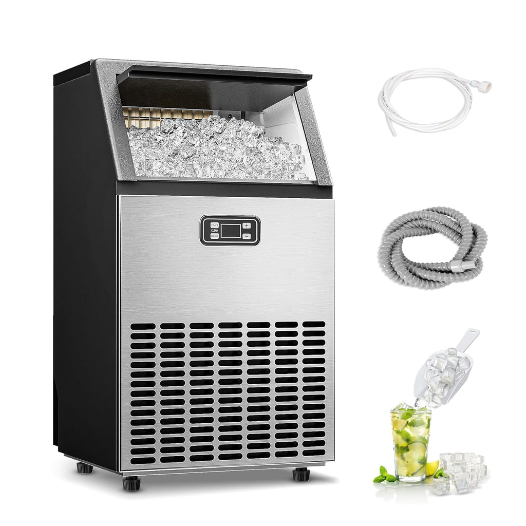 Commercial Ice Maker Machine, 130lbs Daily Freestanding Ice Maker