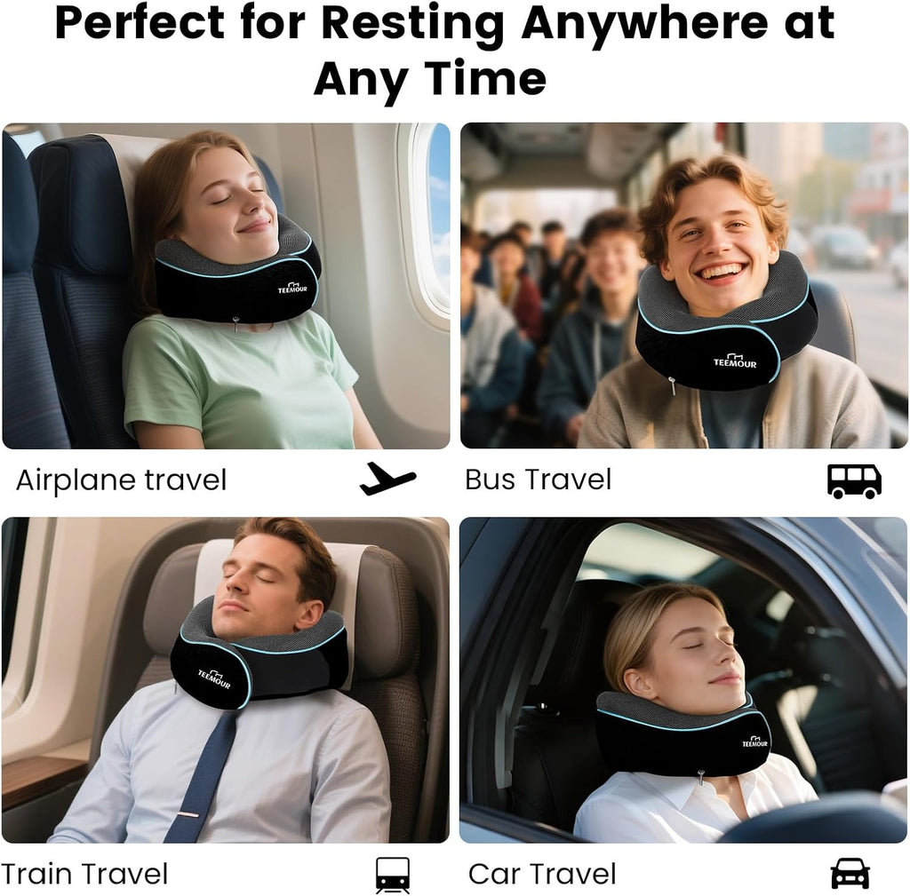 Travel Pillow Neck Pillow for Airplane Travel Essentials - Memory Foam Travel Neck Pillow, Stops Head Bobbing With