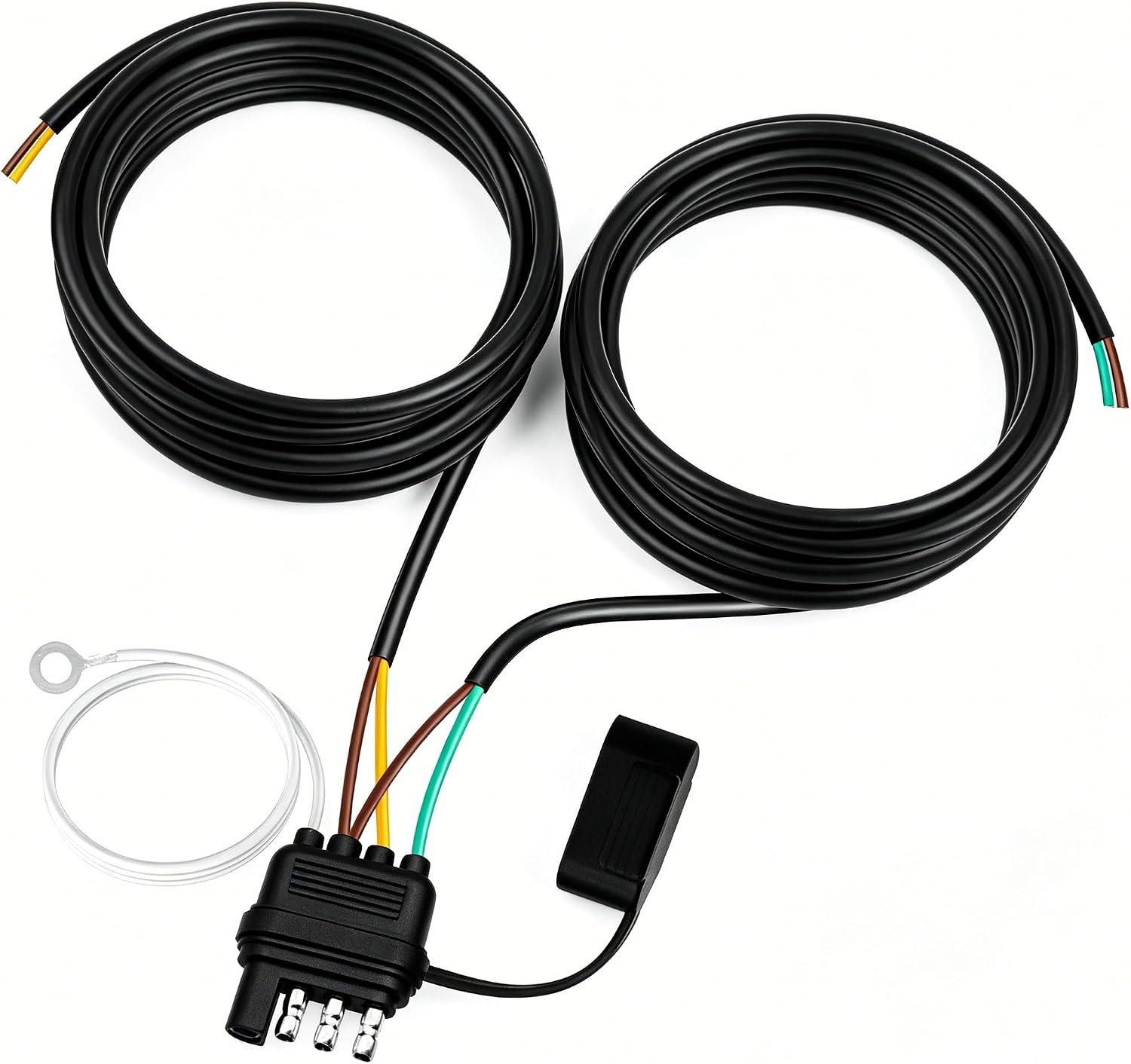 26FT 4 Pin 5 Wire Trailer Wiring Harness,Trailer Light Kit with Jacketed Cable (16AWG),4 Way Flat 5 Wire Plug for