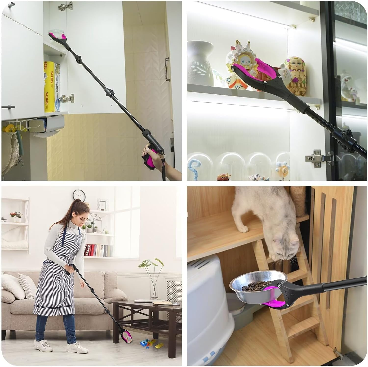 36" Grabber Reacher Tool, Foldable Reacher Grabber Pickup Tool with 360° Rotating Jaw & Two Magnets, Extra Long Trash
