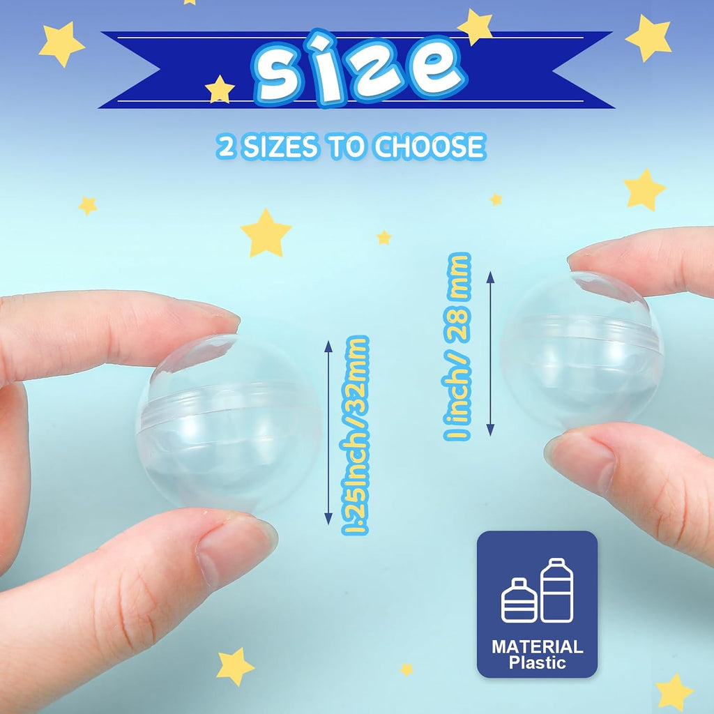 300 Pcs Gumball Machine Capsules Round Capsules 1.1" 1.25" Vending Machine Capsules Empty Clear Balls Toys Small