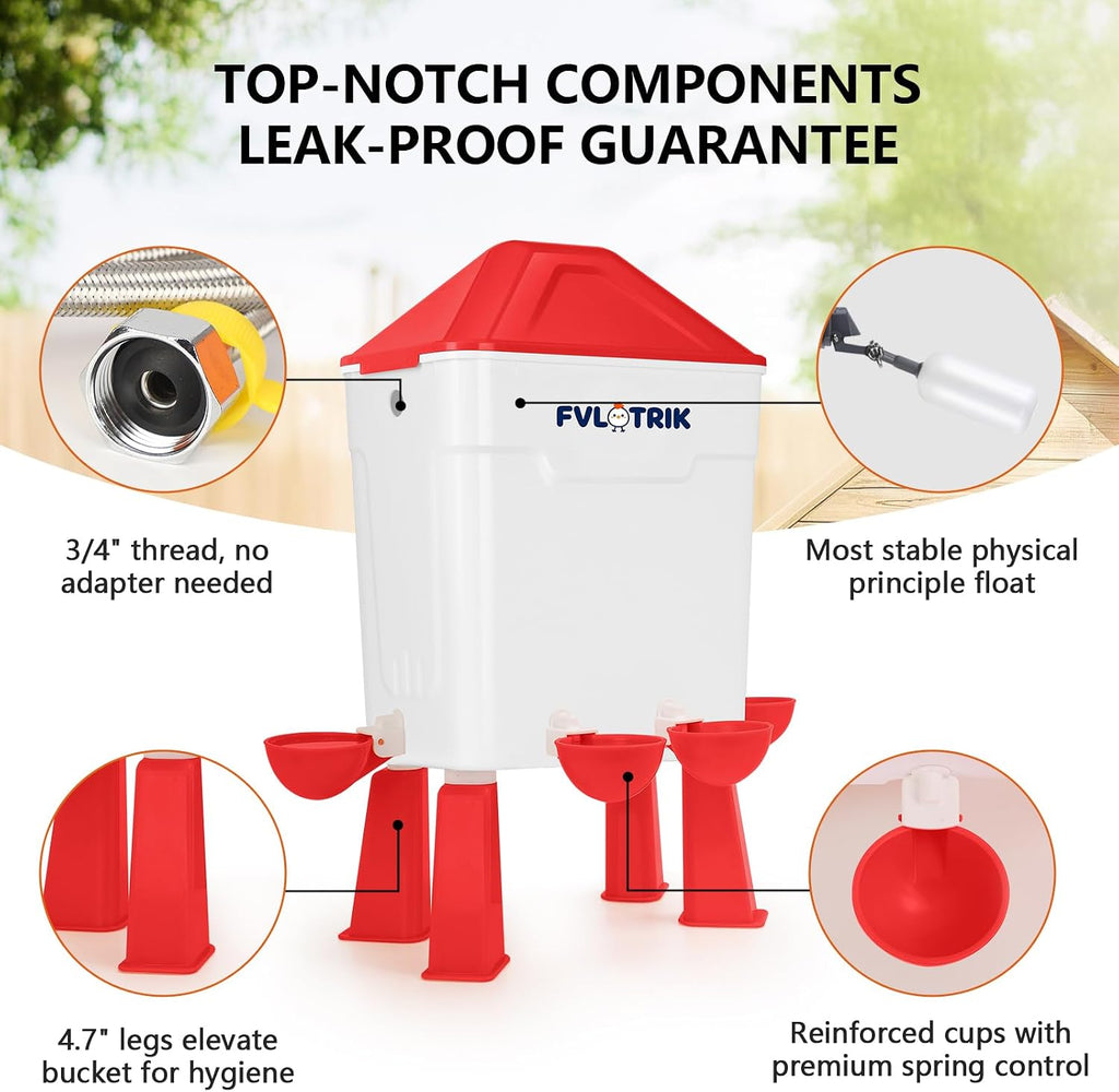 3 Gallon Automatic Chicken Waterer, Hands-Free Hydration